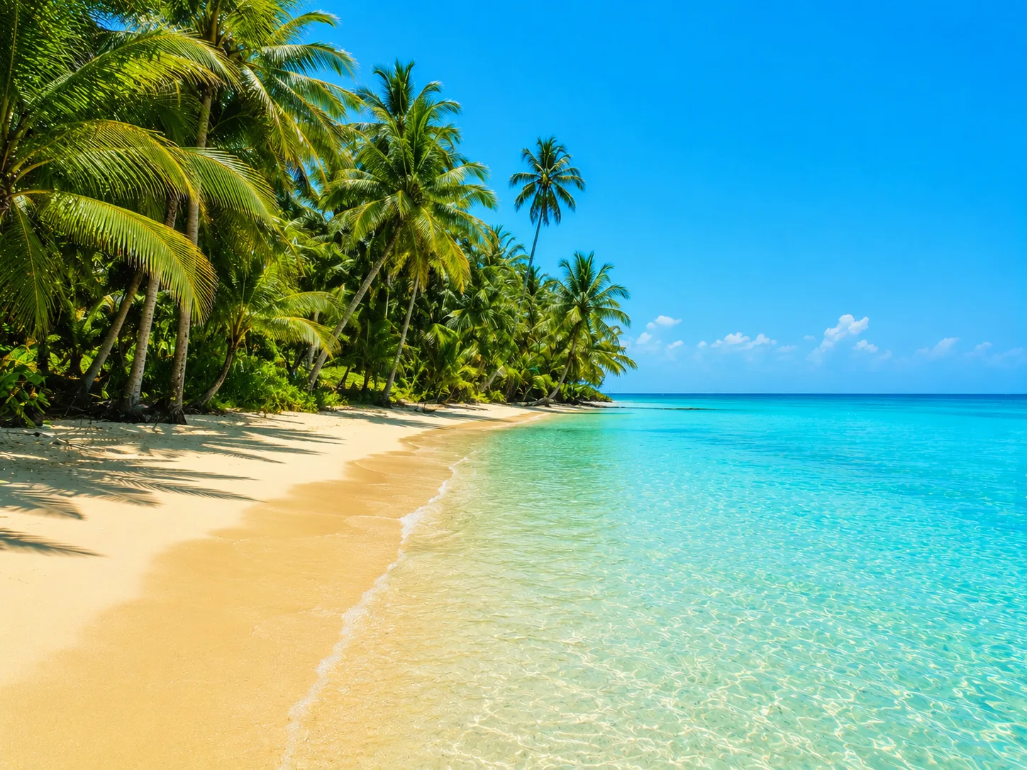 Spiaggia tropicale con palme a Panama